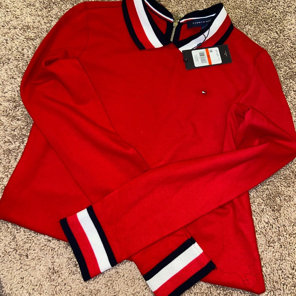 Red Tommy Hilfiger long sleeve shirt